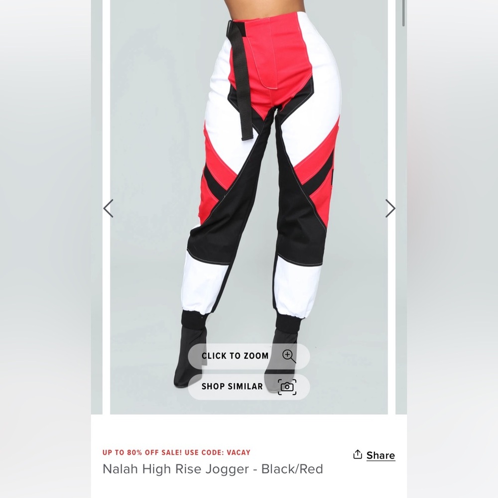 Fashion Nova Black and Red Joggers